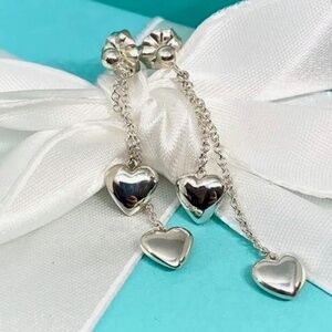 Tiffany & Co. Puffed Heart Dangle drop Earrings  925  box